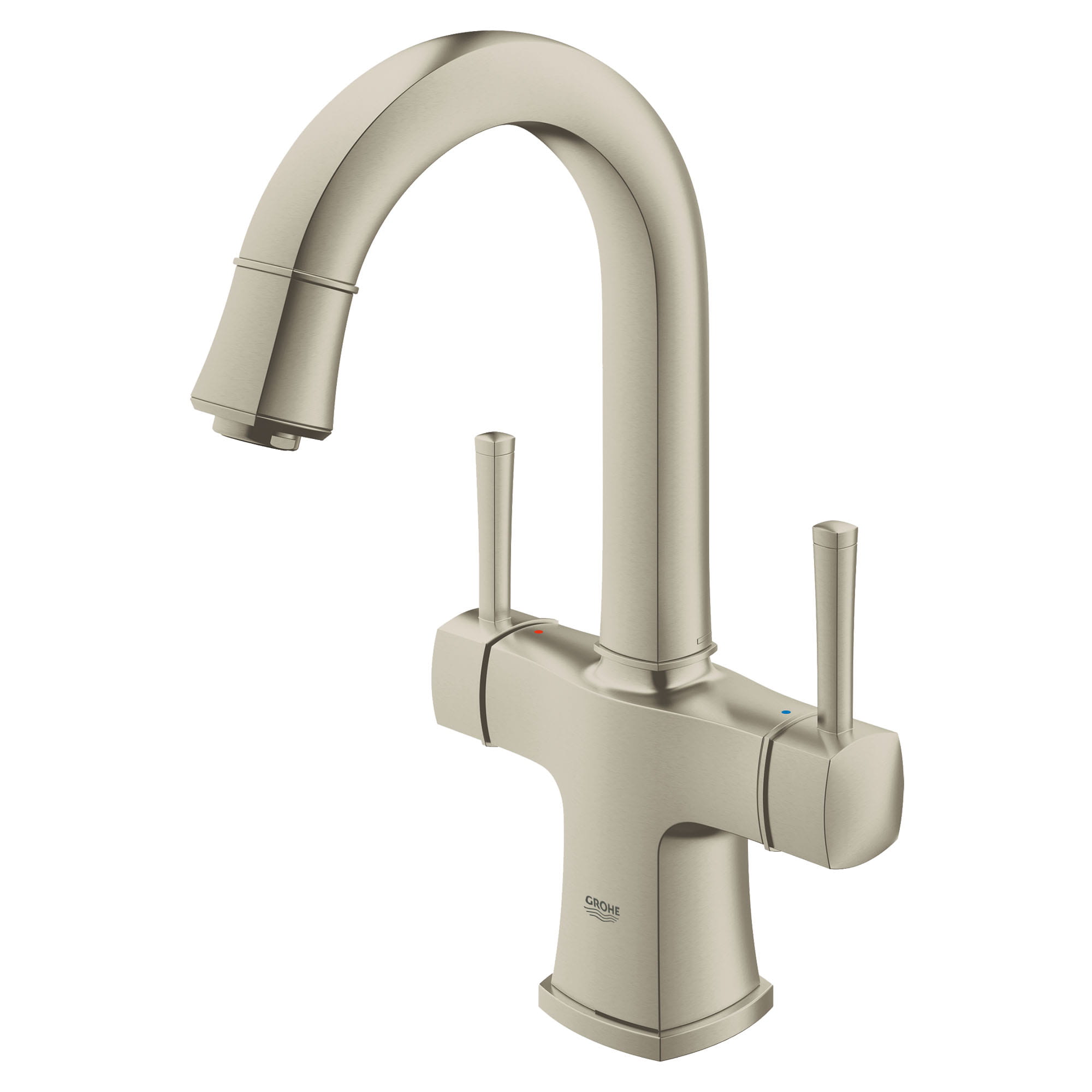 Single Hole 2 Handle L Size Bathroom Faucet 12 GPM GROHE BRUSHED NICKEL